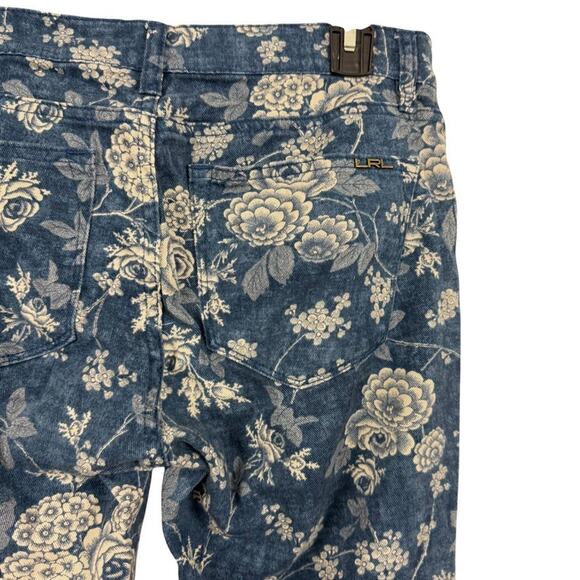 Lauren Ralph Lauren Stretch Cotton Floral Blue Jeans Mid Rise Straight Leg sz 6 - Picture 13 of 16